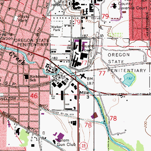 Topographic Map of Oregon Women's Correctional Center, OR