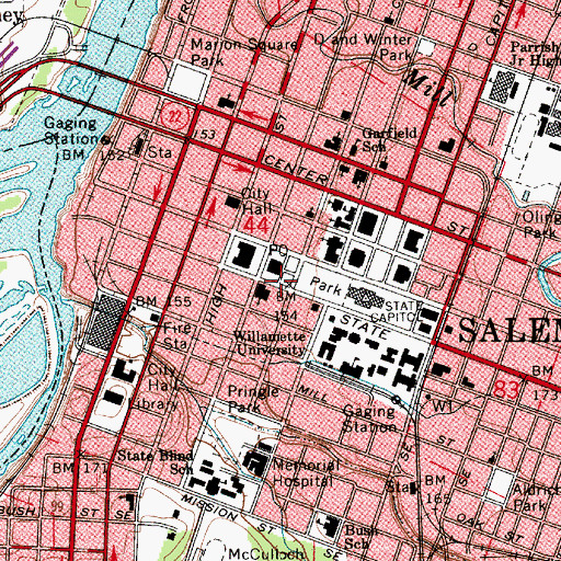 Topographic Map of Wilson Park, OR