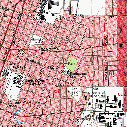Topographic Map of Englewood City Park, OR