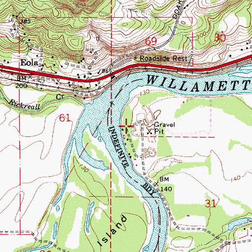 Topographic Map of Eola Bend County Park, OR