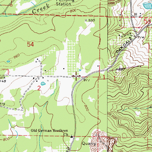 Topographic Map of Oakdale, OR