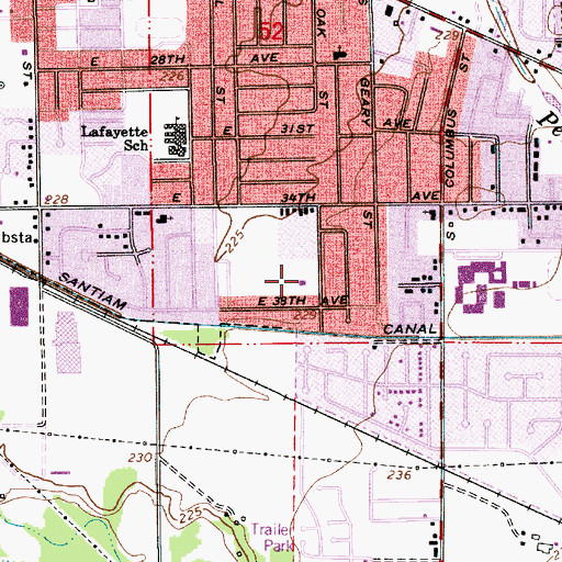 Topographic Map of Oak Elementary School, OR