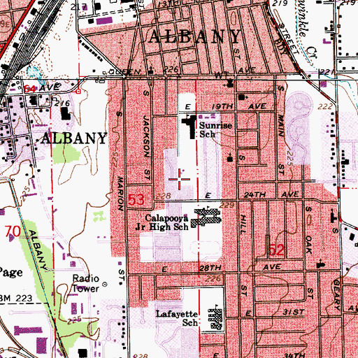 Topographic Map of Sunrise Park, OR