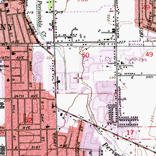 Topographic Map of Periwinkle Elementary School, OR