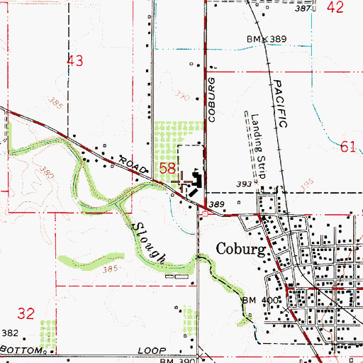 Topographic Map of Coburg Elementary School, OR