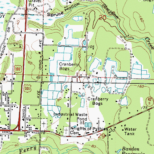 Topographic Map of Cranberry Corners, OR