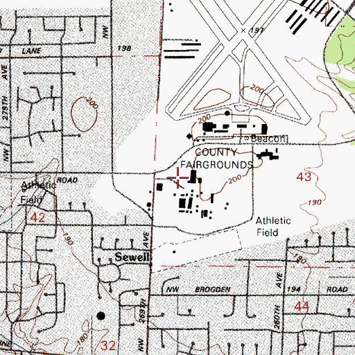 Topographic Map of Washington County Fair Complex, OR