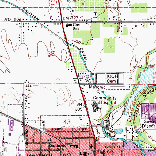 Topographic Map of James Cemetery, OR
