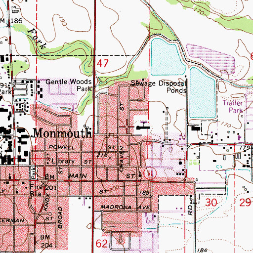 Topographic Map of Monmouth Elementary School, OR