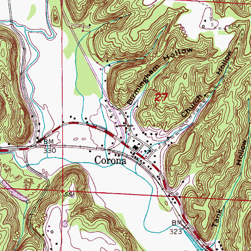 Topographic Map of Corona Church, AL