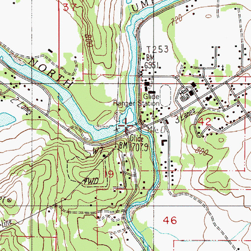 Topographic Map of Colliding Rivers Park, OR