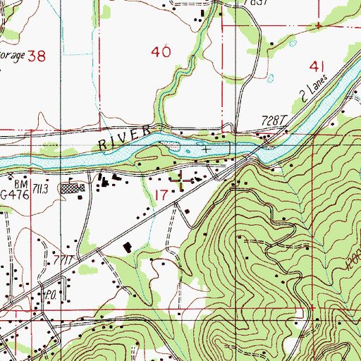 Topographic Map of Glide Community Hall, OR