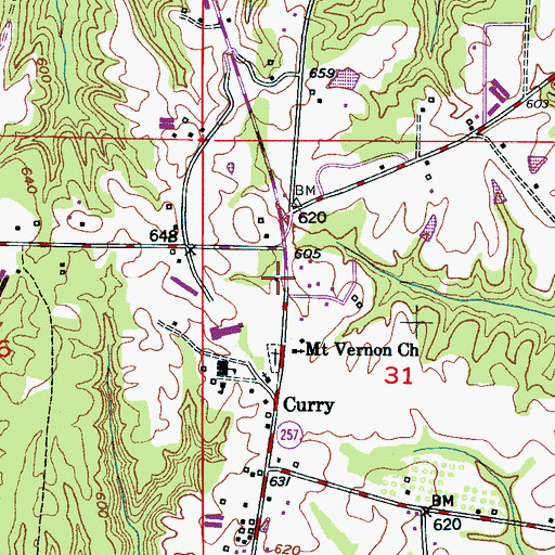 Topographic Map of Curry Church, AL