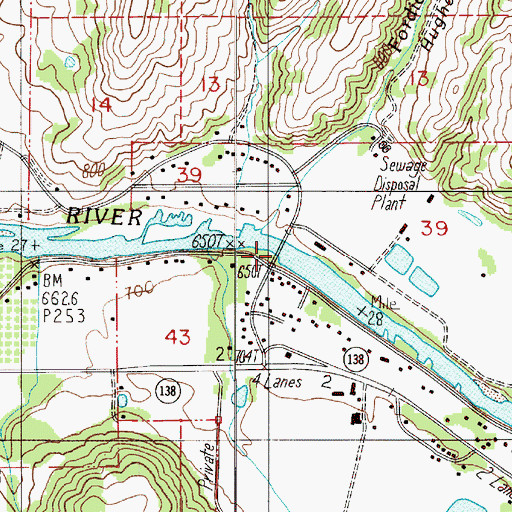 Topographic Map of Floyd Frear Bridge, OR