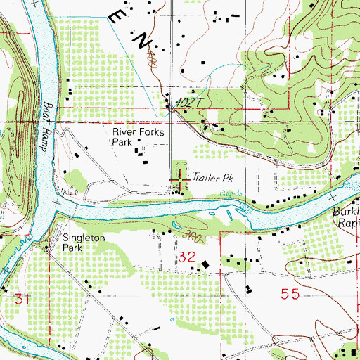 Topographic Map of Twin Rivers Campground, OR