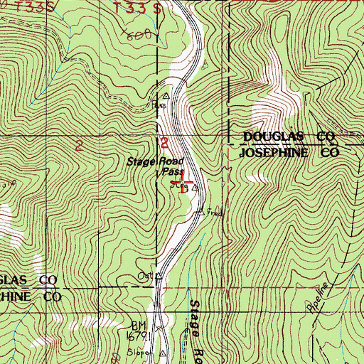 Topographic Map of Stage Coach Forest State Park, OR