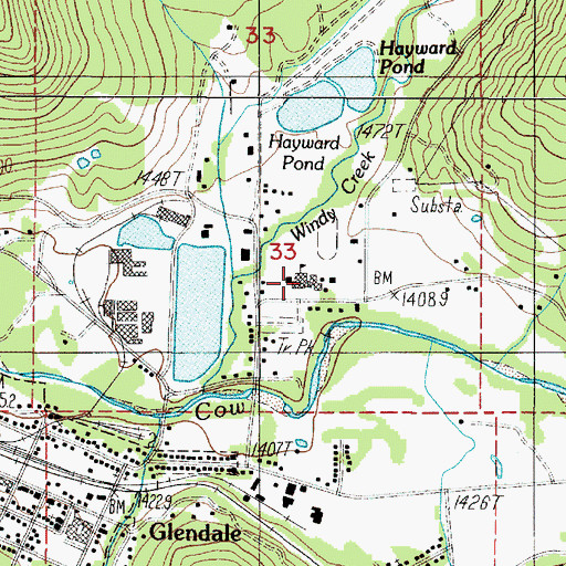 Topographic Map of Glendale High School, OR