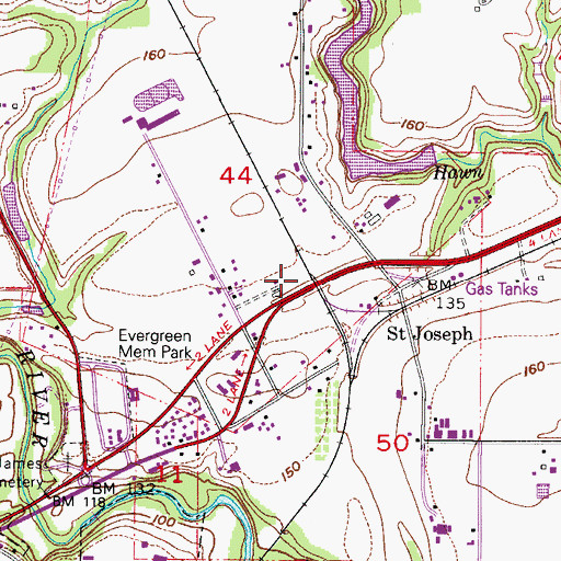 Topographic Map of Saint Joe Crossing, OR