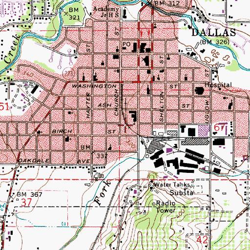Topographic Map of Dallas High School Morrison Campus (historical), OR