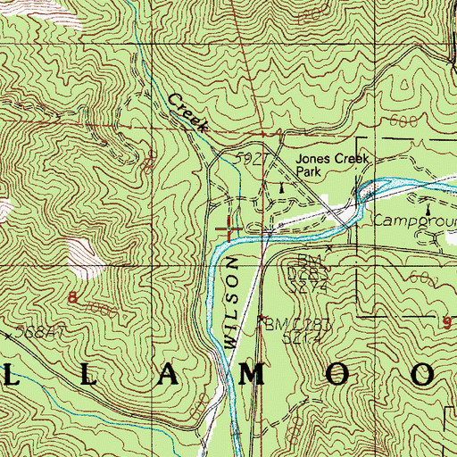 Topographic Map of Wilson River Safety Rest Area (historical), OR
