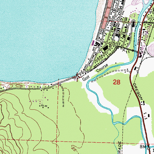 Topographic Map of Seaside Golf Course, OR