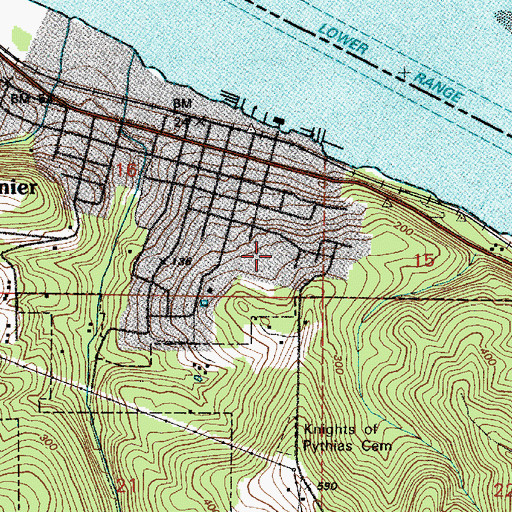 Topographic Map of Rainier High School (historical), OR