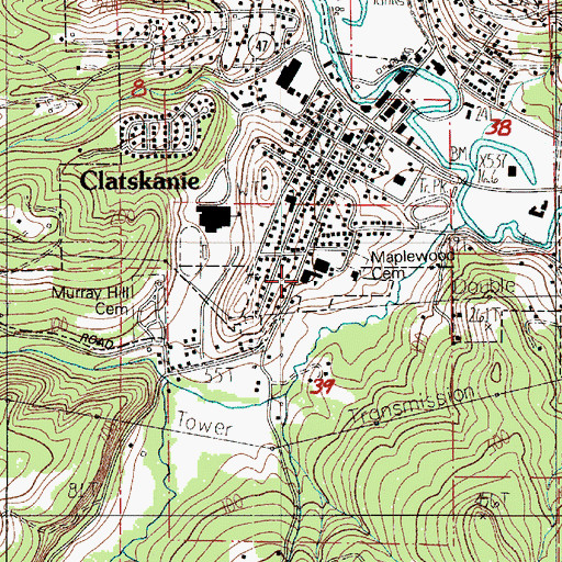 Topographic Map of Clatskanie Elementary School, OR