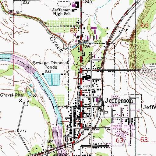 Topographic Map of Jefferson Elementary School, OR
