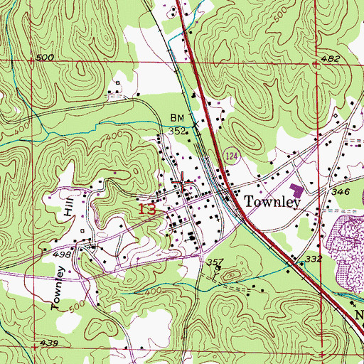 Topographic Map of First Baptist Church, AL