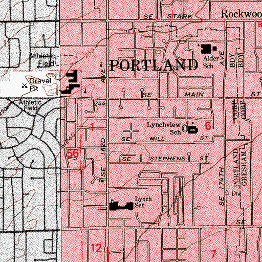 Topographic Map of Lynchview City Park, OR