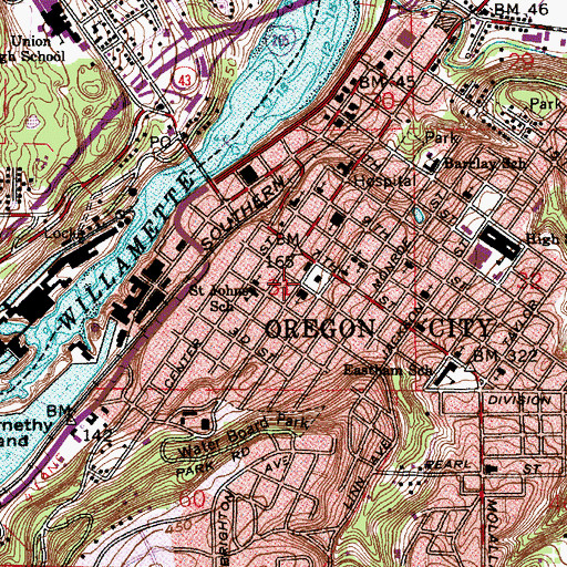 Topographic Map of Library Park, OR