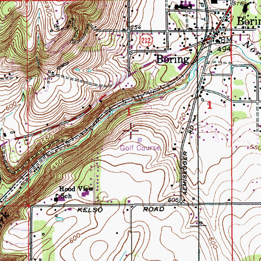 Topographic Map of Mountain View Golf Course, OR