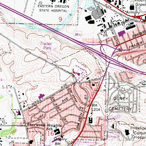 Topographic Map of Pendleton Ranger Station, OR