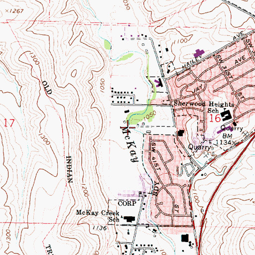 Topographic Map of Pendleton Community Park, OR