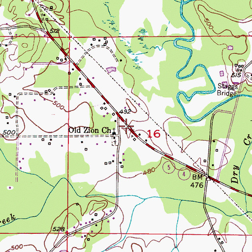 Topographic Map of Highway Five Church, AL