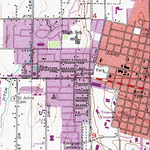 Topographic Map of Saint Alphonsus Medical Center, OR