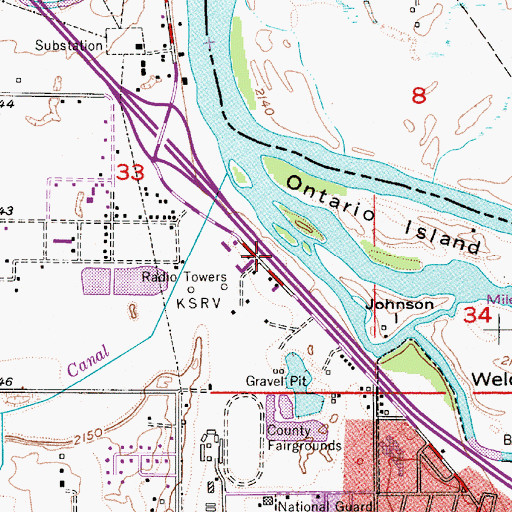 Topographic Map of Ontario State Park, OR