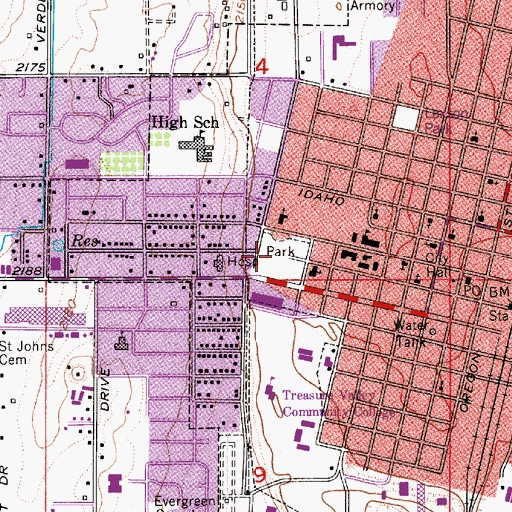 Topographic Map of Lions Park, OR