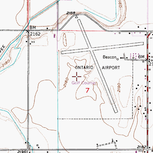 Topographic Map of Ontario Municipal Golf Course, OR