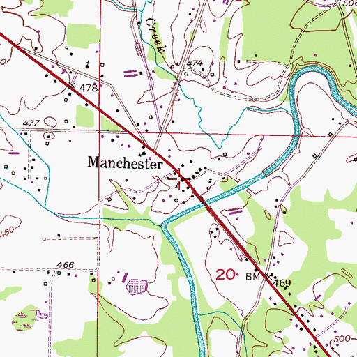 Topographic Map of Manchester Church, AL