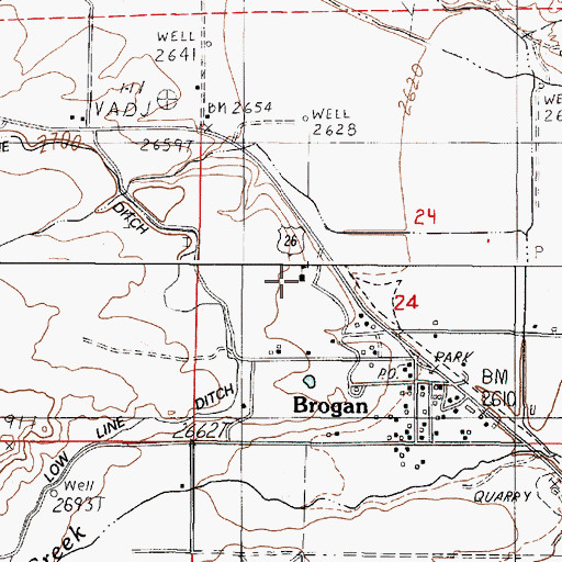 Topographic Map of Brogan Elementary School (historical), OR