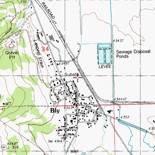 Topographic Map of Bly Siding, OR