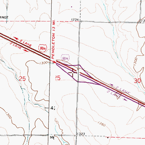 Topographic Map of Yoakum Interchange, OR