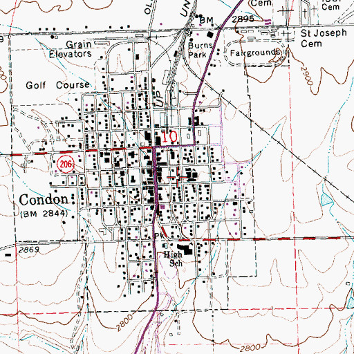 Topographic Map of Condon Elementary School, OR