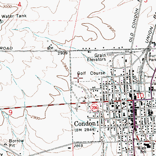 Topographic Map of Condon Golf Course, OR