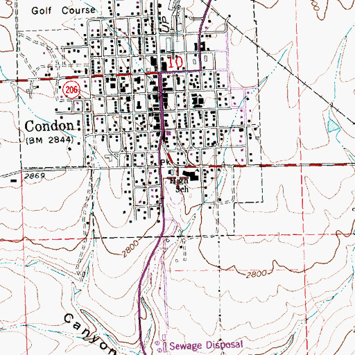Topographic Map of Condon High School, OR