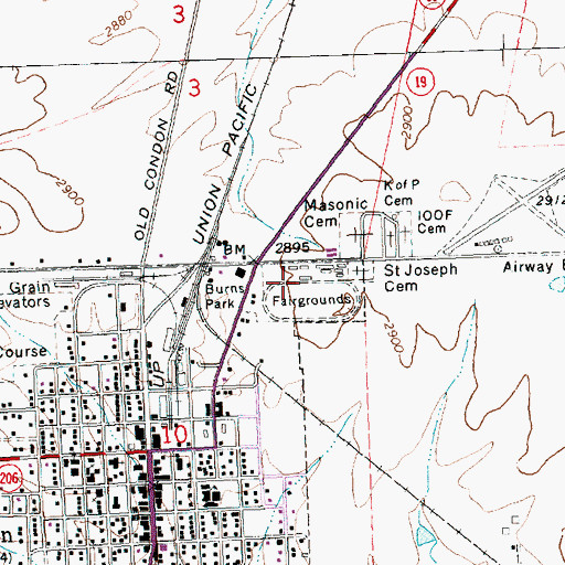 Topographic Map of Gilliam County Fairgrounds, OR