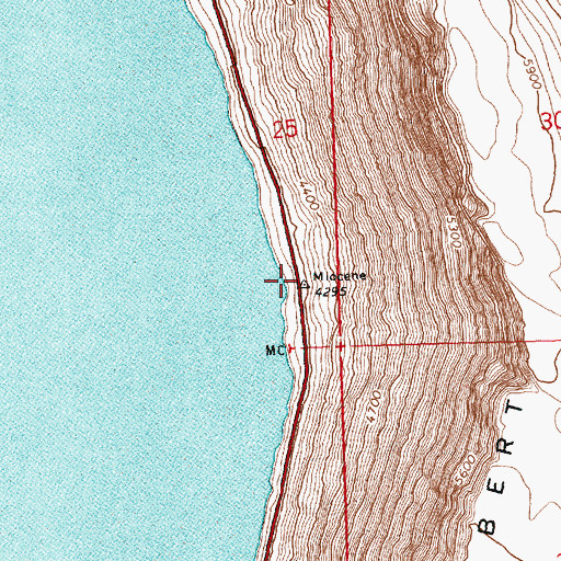Topographic Map of Abert Rim Historical Marker, OR