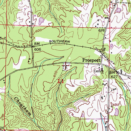 Topographic Map of Prospect Church, AL
