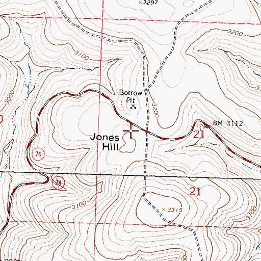 Topographic Map of Jones Hill Summit, OR